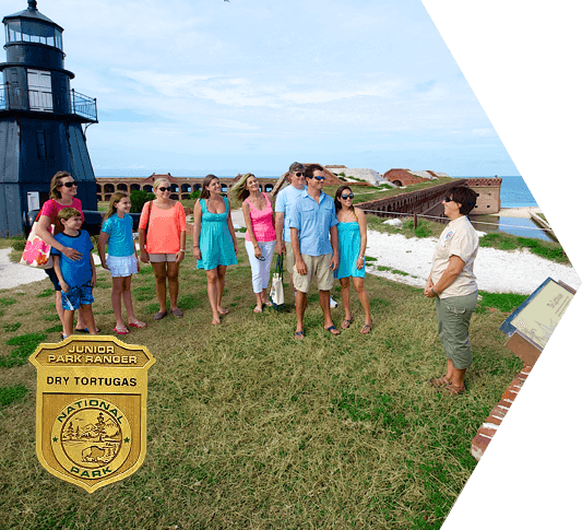A group of people on a tour of Ft. Jefferson in the Dry Tortugas