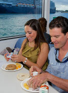 photo of a couple eatting lunch on the ferry