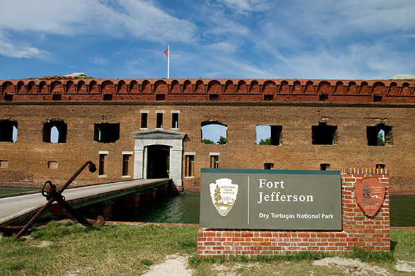 Sign and Moat Outside Fort Jefferson
