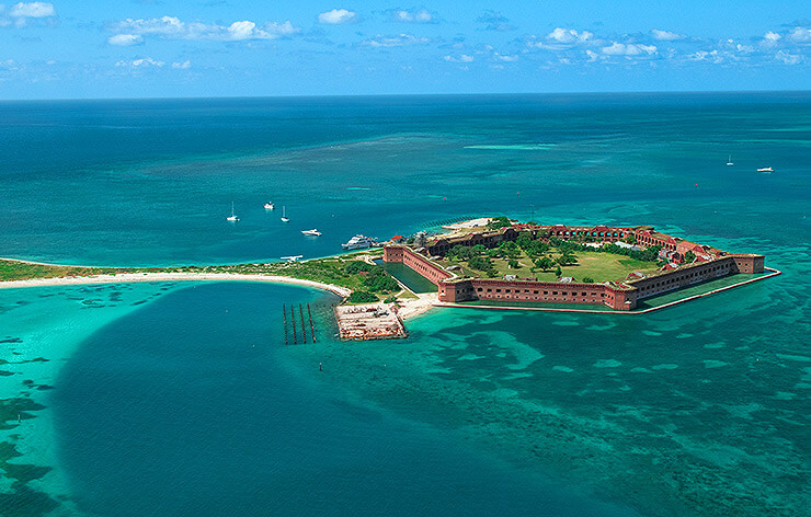 Aerial view of Fort Jefferson at Dry Tortugas National Park